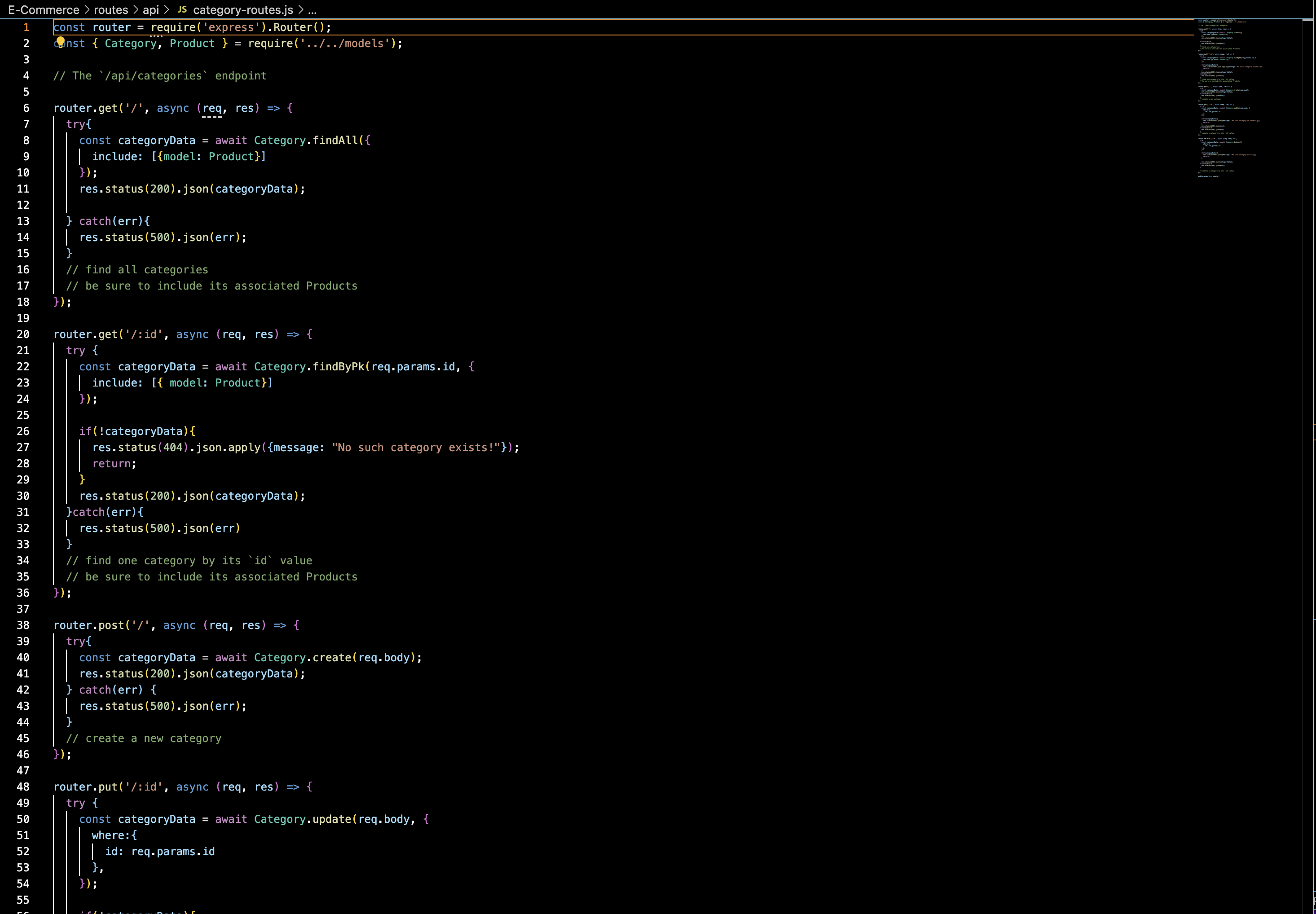 Api ROUTES for e-commerce site